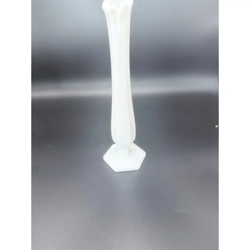 Vintage Westmoreland Milk Glass Swung Bud Vase 10 Inch Hexagon Base White MCM